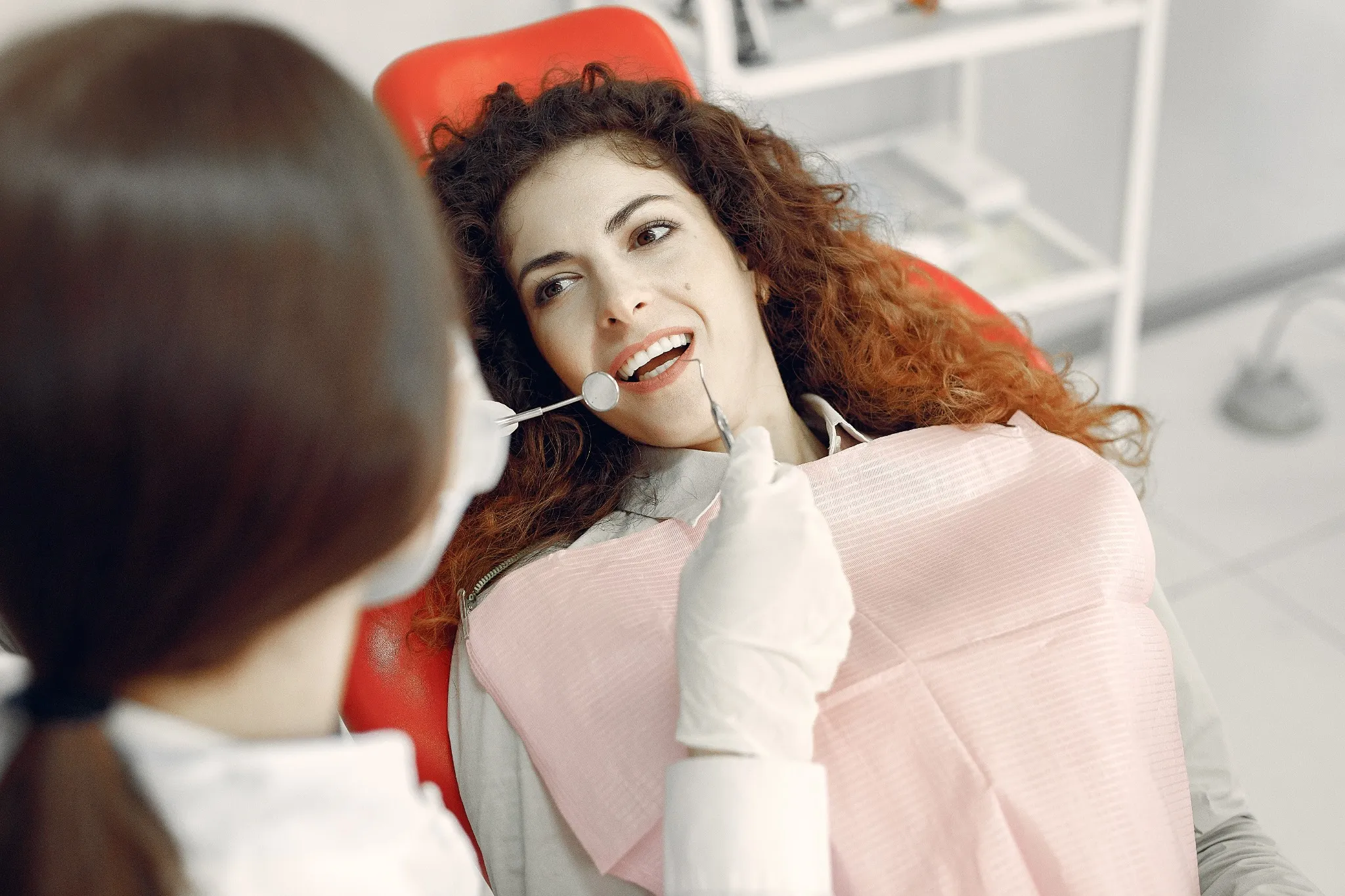 General dental checkup at SpringLake Dental in Woodland - patient smiling during exam