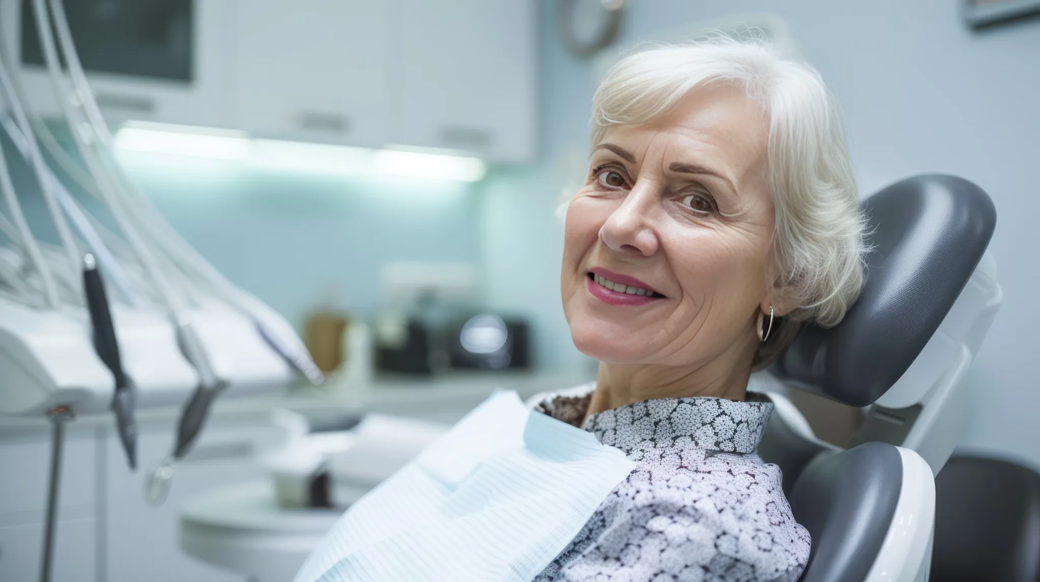 Elderly woman smiling after receiving dental crowns and bridges – SpringLake Dental Woodland, CA