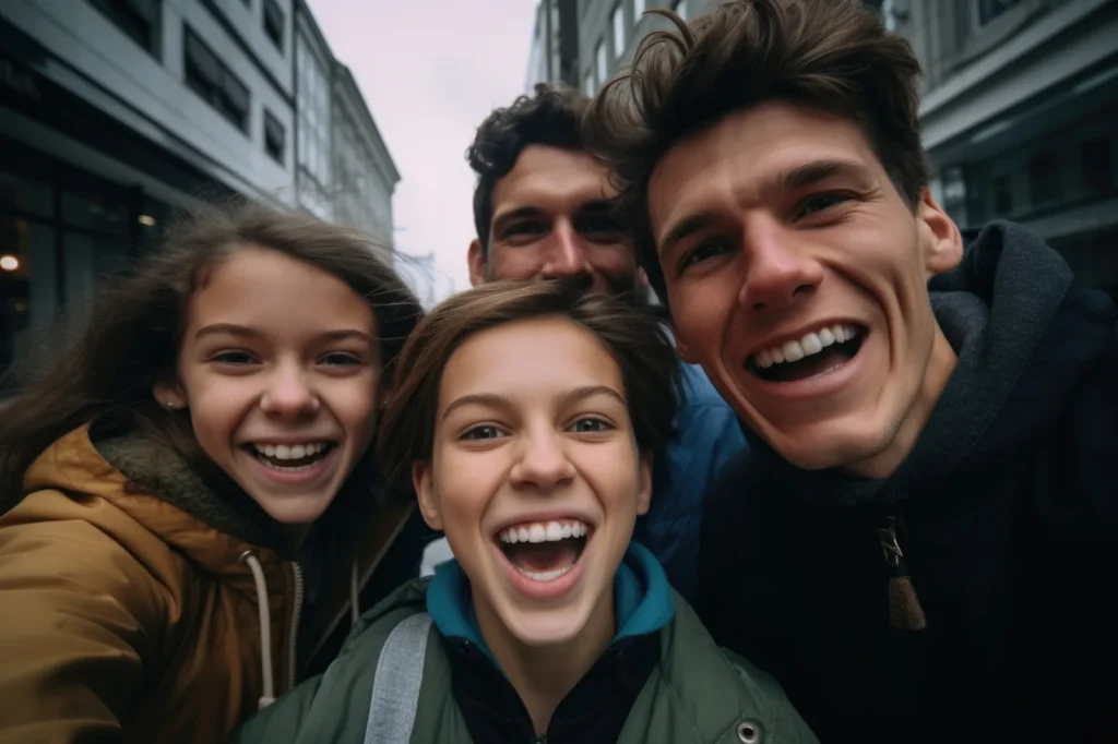 Smiling family celebrating healthy teeth after a visit to a family dentist in Woodland, CA