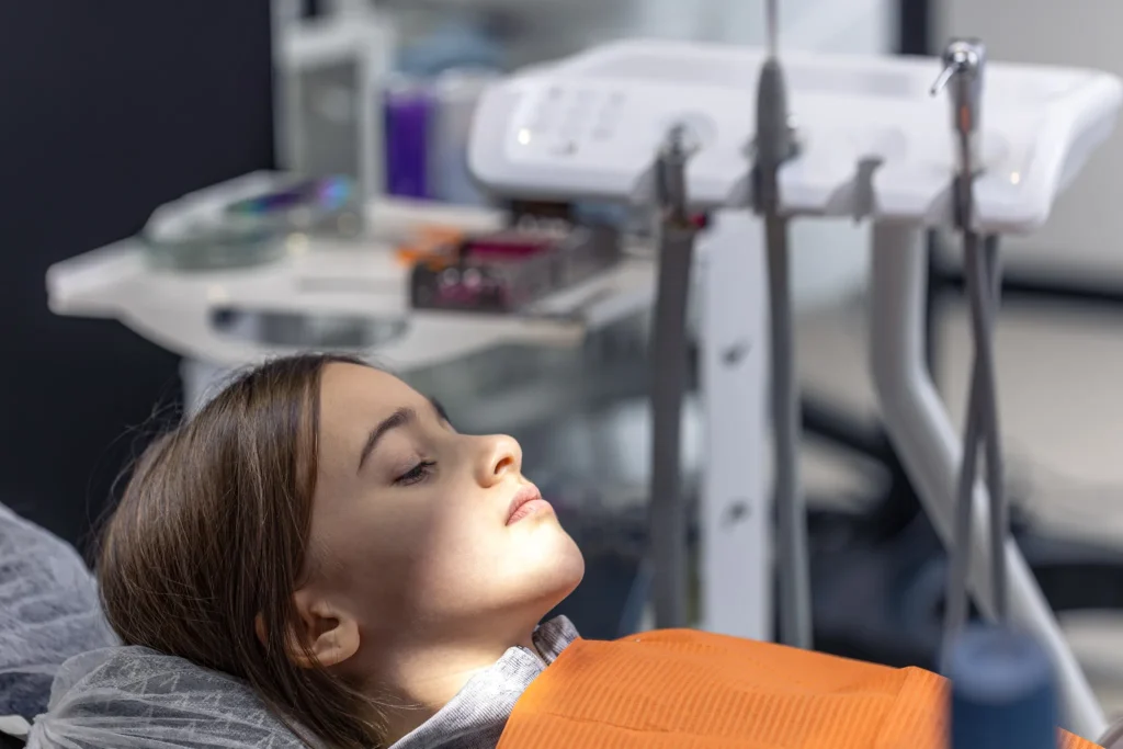 Young patient relaxing under nitrous oxide sedation at SpringLake Dental Woodland, CA